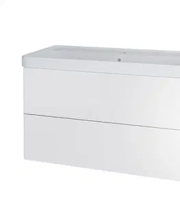 Kúpeľňový nábytok MEREO - Siena, kúpeľňová skrinka s keramickým umývadlom 101 cm, biela lesk CN4121