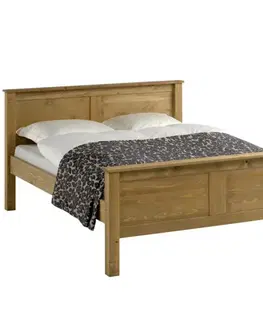 Postele KONDELA Provo 160 drevená manželská posteľ s roštom dub