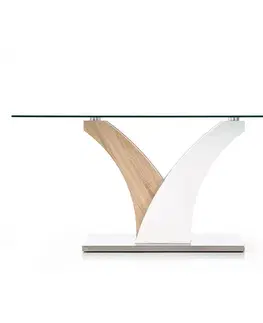 Stoly v podkrovnom štýle Stôl Vilmer 160 – Bezfarebný/Biely/Dub Sonoma