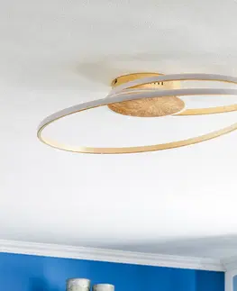 Stropné svietidlá Lindby Lindby Dorle stropné LED svietidlo, zlatá, Ø 60 cm