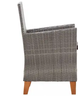 Záhradné kreslá a stoličky Záhradná stolička s poduškami 2 ks sivá Dekorhome