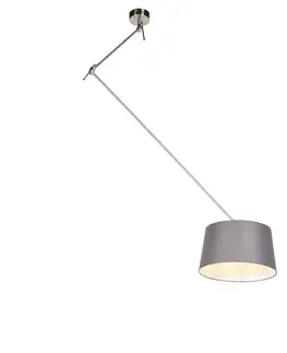 Zavesne lampy Závesné svietidlo s ľanovým tienidlom tmavošedé 35 cm - oceľ Blitz I