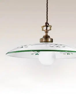 Závesné svietidlá Cremasco Závesná lampa Bassano, 1-plameňová, zelené detaily