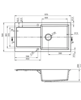 Kuchynské drezy SAPHO SAPHO - Drez granitový zabudovateľný s odkvapom, 97x50cm, béžová GR1612