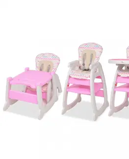 Jedálenské stoličky a kreslá Detská jedálenská stolička 3v1 so stolíkom Dekorhome Ružová
