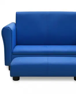 Pohovky a kreslá Detská sedačka s podnožkou umelá koža Dekorhome Modrá