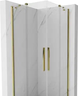 Sprchovacie kúty MEXEN/S - Velar Duo štvorcový sprchovací kút 80 x 80, transparent, zlatá 871-080-080-02-50