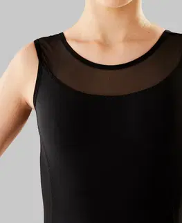 balet Dievčenský baletný trikot z dvojitého materiálu čierny