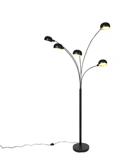 Stojace lampy Dizajnová stojaca lampa čierna 5-svetlá - šesťdesiate roky