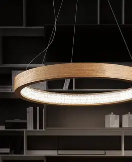 Závesné svietidlá Masiero Prirodzené závesné LED svietidlo Libe Round 90cm
