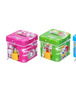 Hračky WIKY - Pokladnička plechová 6,5x6,5x6cm, Mix Produktov