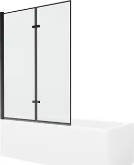 Sprchové dvere MEXEN/S - Cubik obdĺžniková vaňa 170 x 70 cm s panelom + vaňová zástena 120 cm, čierna vzor 550317070X9212027070