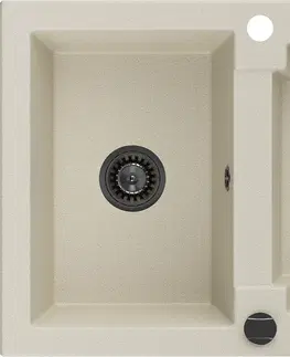 Kuchynské drezy MEXEN/S MEXEN/S - Carlos s granitový drez 1.5 582 x 475 mm, béžová, + čierny sifón 6518581500-69-B