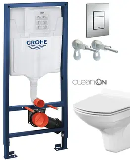 Záchody Rapid SL pre závesné WC 38528SET s chrómovou doskou + WC CERSANIT CLEANON CARINA + SEDADLO 38772001 CA3