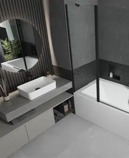 Sprchové dvere MEXEN/S - Cube obdĺžniková vaňa 180 x 80 cm s panelom + vaňová zástena 120 cm, transparent, čierna 550518080X9412117000