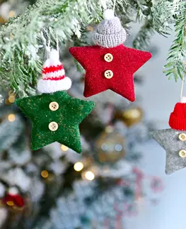 Vianočné dekorácie 3 plstené vianočné hviezdy