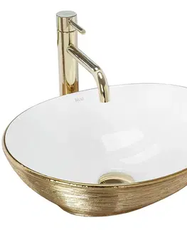 Sanitárna keramika Umývadlo na dosku Sofia Gold Brush/White