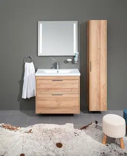 Kúpeľňový nábytok MEREO - Vigo, kúpeľňová skrinka s keramickým umývadlom 51 cm, dub Riviera CN320