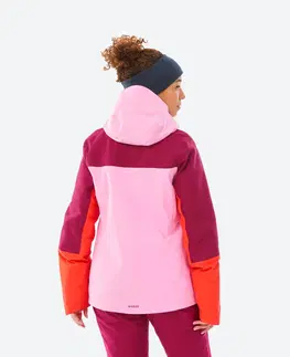 bundy a vesty Dámska lyžiarska bunda 500 ružovo-fuksiová