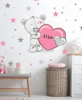 Nálepky na stenu Dievčenská nálepka na stenu - Medvedík v ružovom