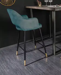 Barové stoličky LuxD Dizajnová barová stolička Laney petrolejový zamat