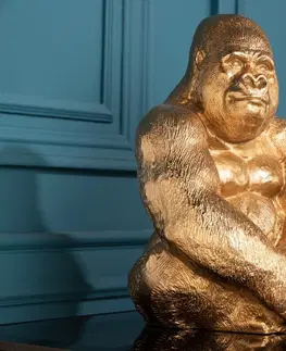 Bytové doplnky a dekorácie Dekoračná socha gorila ZHAM Dekorhome Zlatá