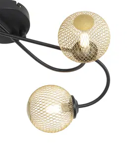 Stropne svietidla Moderné stropné svietidlo čierne so zlatými 4-svetlami - Athens Wire