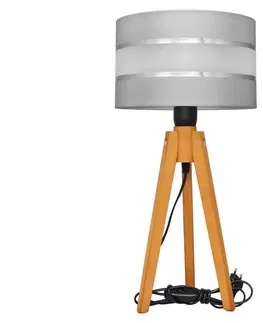 Lampy  Stolná lampa HELEN 1xE27/60W/230V šedá/chróm/dub 