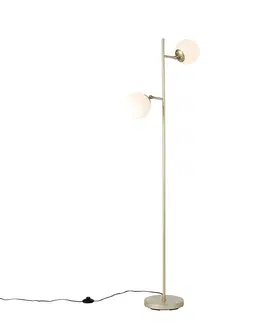 Stojace lampy Inteligentná stojaca lampa zlatá s matným sklom vrátane 2 WiFi P45 - Pallon