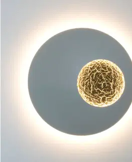 Nástenné svietidlá Holländer LED nástenné svietidlo Luna, sivá/zlatá farba, Ø 80 cm, železo