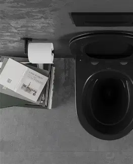 Záchody MEXEN - Lena Závesná WC misa vrátane sedátka s slow-slim, duroplast, čierna/zlatá vzor 30224079