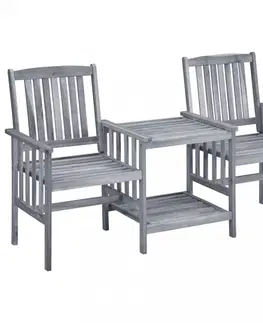 Zahradné stoličky Zaradné stoličky so stolíkom akácia / látka Dekorhome Sivá