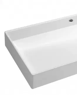 Kúpeľňa SAPHO - TWIG umývadlo vrátane krytu výpuste 100x47cm, liaty mramor, biela TW100