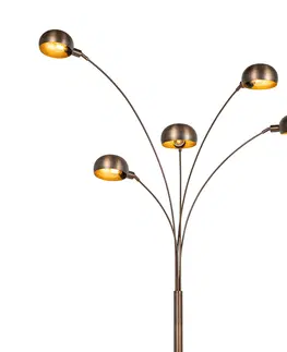 Stojace lampy Dizajnová stojaca lampa tmavo bronzová so zlatými 5 svetlami - Sixties Marmo