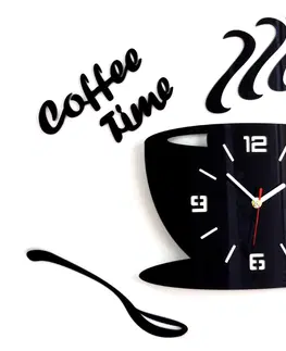Hodiny Nástenné hodiny DIY, Coffee Time Black, 64x43cm