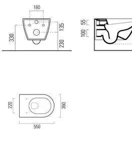 Záchody GSI - PURA závesná WC misa, Swirlflush, 36x55cm, biela dual-mat 881509