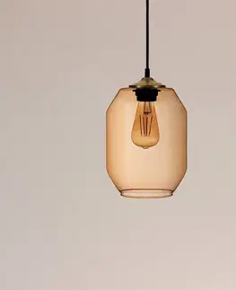 Závesné svietidlá Solbika Lighting Závesná lampa Barrel ručne fúkané, svetlohnedá
