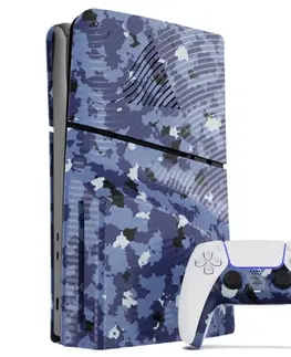 Gadgets PlayStation 5 Slim Blue Wave Camo kryt na konzolu 