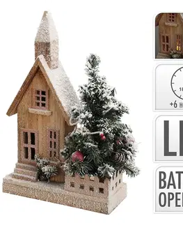 Vianočné dekorácie – do vnútra Vianočný domček so stromčekom led 44 cm ACW006550