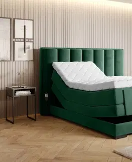 Elektrické polohovacie Elektrická polohovacia boxspringová posteľ VERONA Eltap Lukso 35 - tmavo zelená