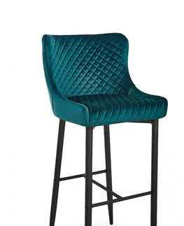 Barové stoličky SIGNAL Colin B Velvet H-1 barová stolička zelená / čierna