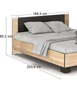 Postele NABBI Verify LB-160 manželská posteľ s roštom 160x200 cm dub sonoma / wenge