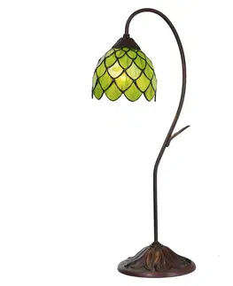 Stolové lampy Clayre&Eef Stolová lampa 5LL-6045, zelená, štýl Tiffany