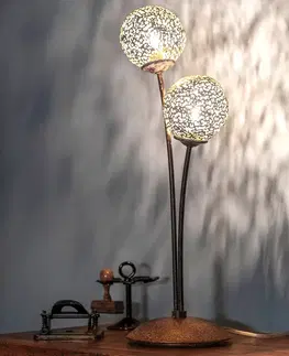 Stolové lampy Paul Neuhaus Stolná lampa Greta hrdzavý vzhľad, 2-plameňová