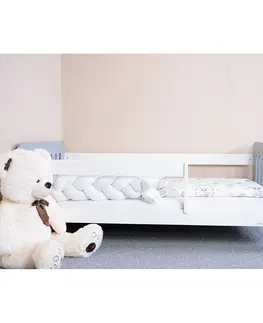 Detské postieľky, cestovné postieľky New Baby Detská posteľ so zábranou Erik biela-sivá, 160 x 80 cm