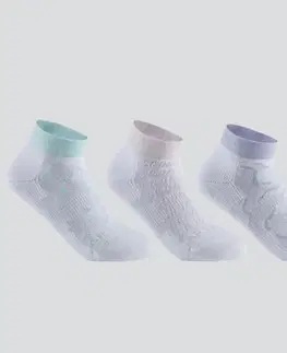 bedminton Detské športové ponožky RS 160 stredne vysoké 3 páry pastelové biele