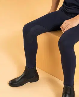 nohavice Detské jazdecké nohavice - rajtky 140 s kolennými nášivkami námornícky modré