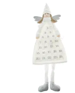 Vianočné dekorácie Textilný adventný kalendár Anjel bielo-strieborná, 60 x 120 cm