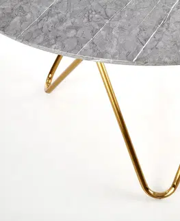 Jedálenské stoly HALMAR Bonello okrúhly jedálenský stôl sivý mramor / zlatá