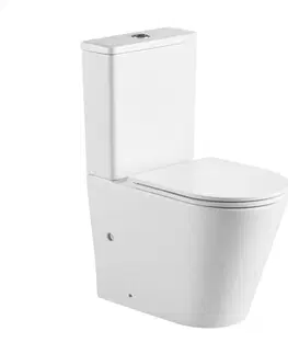 Kúpeľňa MEREO - WC kombi vario odpad, kapotované, Smart Flush RIMLESS, 605x380x845mm, keramické, vr. sedátka VSD91T1